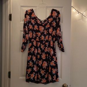 Charlotte Russe Pink Roses Black Dress